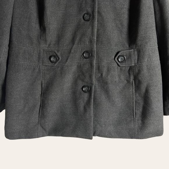 JM Collection Vintage Charcoal Gray Single Breasted Pea Coat Plus Size 3X - Picture 4 of 6